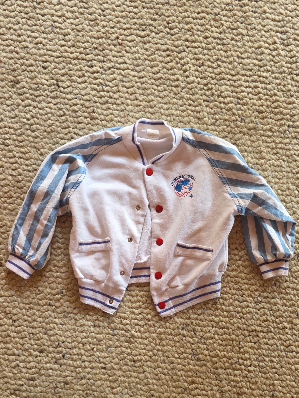 Kids White & Blue 'International' Varsity Jacket - Unbranded